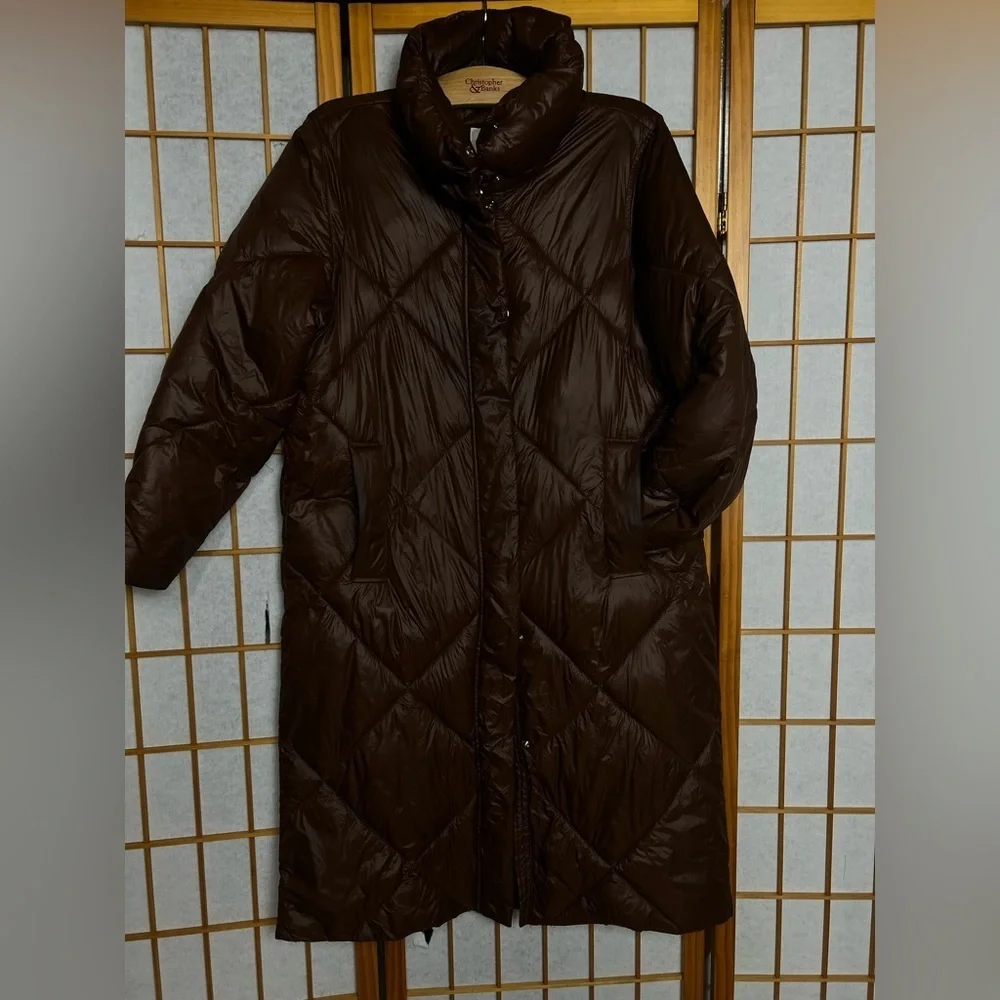 Abercrombie & Fitch Dark chocolate Brown Puffer Coat, oversized